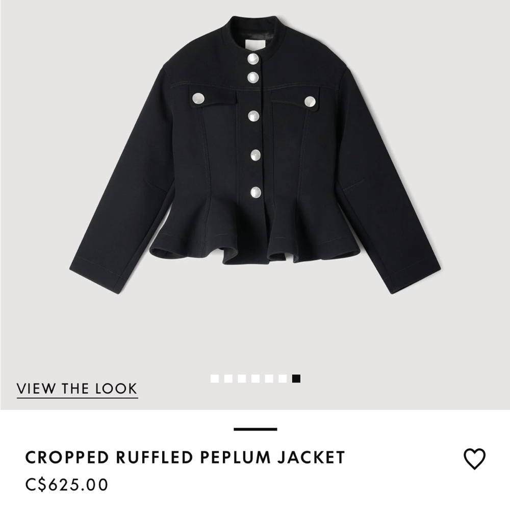 Sandro Black Cropped Ruffled Peplum Jacket